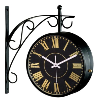 Vintage Abstract Theme Double Side Iron Railway Clock (Style2, 10 x 10 Inch)