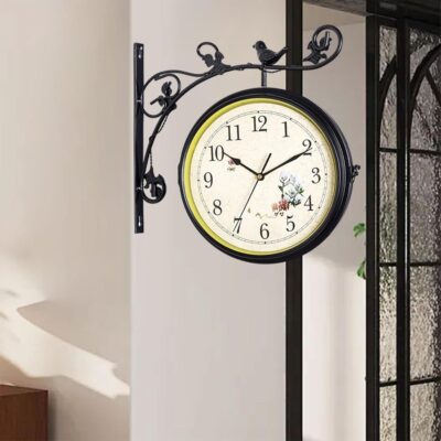 Double Side Wall Mounted Clock Mute 10 inch for Living Room Bathroom Balcony black|1 Wall Clock|Wall Clocks| Home D?©cor