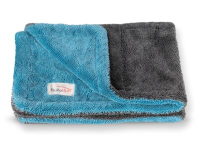 1200 GSM Microfiber Cleaning Cloth, Dual Sided Car Cleaning Clothes, Twisted Loop- Thick Plush Micro fiber Cloth for Car Cleaning, Lint-Free for Quick Drying (60cmx40cm) 1pc, Color: Grey-Blue