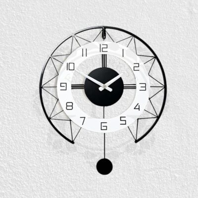 Wall Clock Stylish Metal Analog Wall Clock for Living Room, Bedroom, Office, Kitchen, Home and Hall | Antique Fancy Big Size Modern Wall Watch (Black)