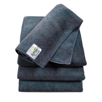 Microfiber Cloth - 4 pcs - 40x40 cms - 340 GSM Grey! Thick Lint & Streak-Free Multipurpose Cloths - Automotive Microfibre Towels for Car Bike Cleaning Polishing Washing & Detailing.