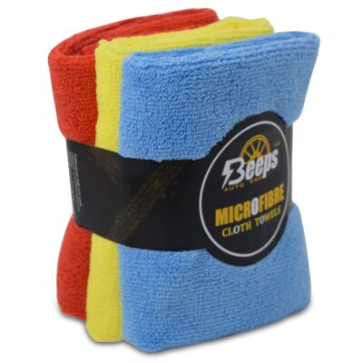 Microfibre Cleaning Cloth - 3 Pcs - 40x40 cm - 350 GSM - Multi Color - Super Soft Highly Absorbent Lint Free Streak Free Multipupose Towels - Automotive Microfiber Towels for Car & Bike