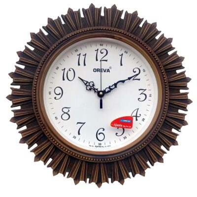 Aq 6197 Plastic Wooden Look Designer Wall Clock (32.5 X 32.5 X 4.8 Cm), Brown - Analog