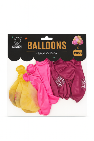 MINRUI Latex Balloons Set of 15 | Multicolor Yellow, Pink & Maroon | Party Decoration Balloons