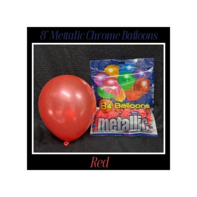 B4 Metallic Chrome Balloons, 8 Inch | Red Color | Premium Party Decoration Balloons