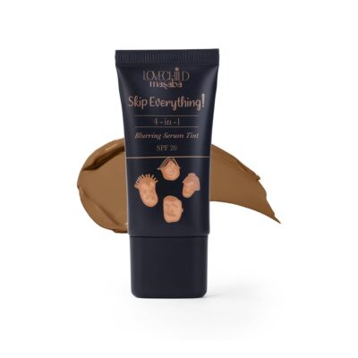 Lovechild Masaba Skip Everything 4-In-1 Blurring Sheer Serum All Skin Tint, Primer, Moisturizer, Sunscreen & Foundation In One, Seamless Full Coverage With SPF 20, Tough Toffee (Toffee) 30Ml