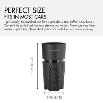Reffair AX30 [MAX] Air Purifier for Car & Home | 3rd Gen - Type-C Cable | Plasma Ions Function | H13 True HEPA Filter with Activated Carbon | Aromatherapy Function (Black)