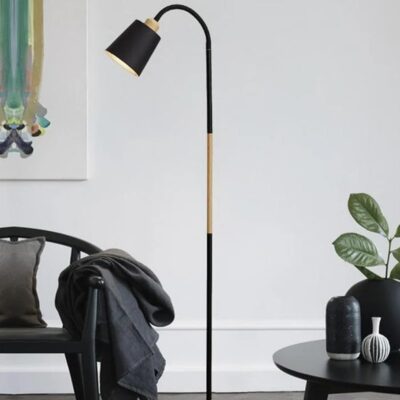 Black Metal Nod Modern Minimalism LED Corner Floor Lamp for Home Decor, Living Room & Office