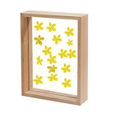 Desi Rang Wooden Rectangular Frame with Dry Yellow Flower (8x12 inch, Natural)