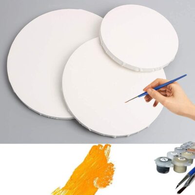 Worison Roy Fine Art 4Pc Primed Cotton Round Canvas Boards with 4MM Board Backing of 4, 6,8 and 10 Inch