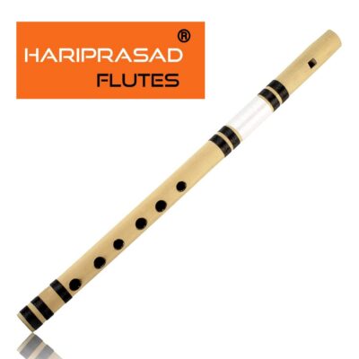 HARIPRASAD Flutes for Beginners Straight direct blow Bamboo Flute Musical Instrument original Bansuri Bamboo Flute Bamboo Flute (38 cm) kid (Black White)