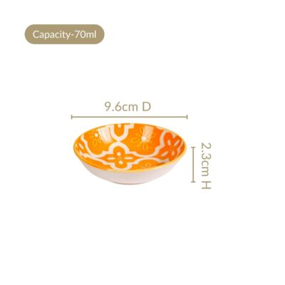 Nestasia Set of 8 Small Ceramic Plates | 70 ml Each | Vibrant Mediterranean Design | Microwave & Dishwasher Safe Serving Dishes for Dips, Desserts & Snacks