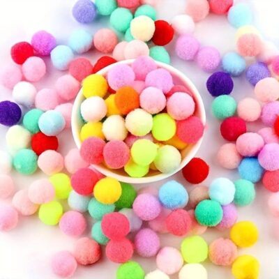 SEREBRUM 100 Pieces Mixed Color Felt Balls Pompom Ball Pom Pom for DIY Sewing Crafts Jewelry Making - Multicolor, Craft Pom-Pom Ball Big 2mm