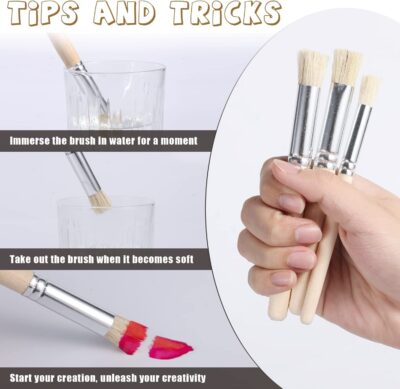 KABEER ART Stencil Brush Set of 6 pc for Acrylic and Oil Painting (Wood)
