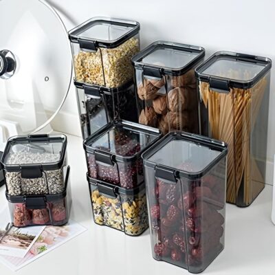 Homeor Airtight Plastic Storage Jar & Container Set | 1700 ml Each | Set of 6