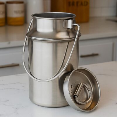 STEELHOMES Stainless Steel Milk Storage Can – Durable Oil Pot & Milk Barni for Kitchen Storage – Leak-Proof & Multipurpose (1.5 Liter, Silver)