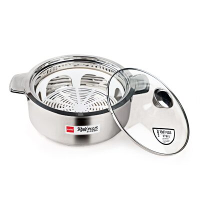 Cello Roti Plus Big Stainless Steel Double Walled Casserole, 1 Piece (Silver)