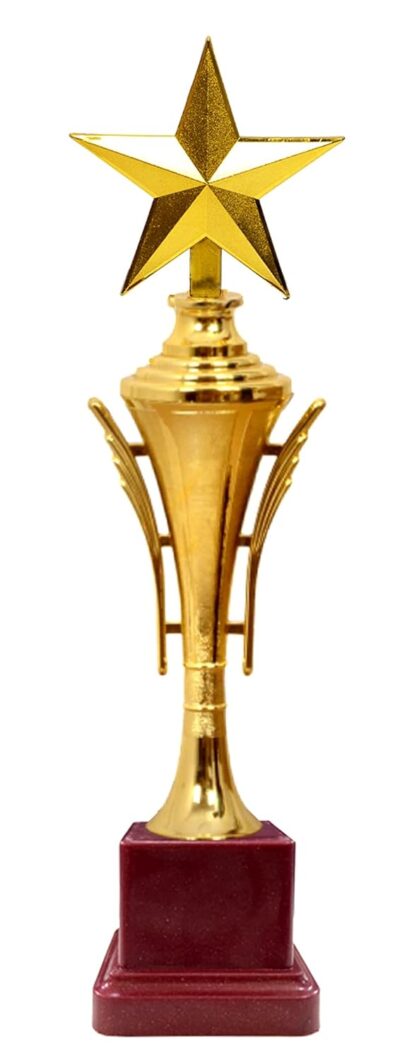 Be Win Golden Fiber Star Trophy – 14 Inch | Award for Sports, School Events & Functions