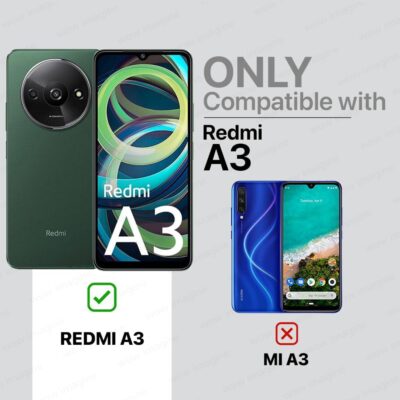 WOW IMAGINE Shockproof Clear Hybrid Case for Mi Redmi A3/A3X/Poco C61 (Black)