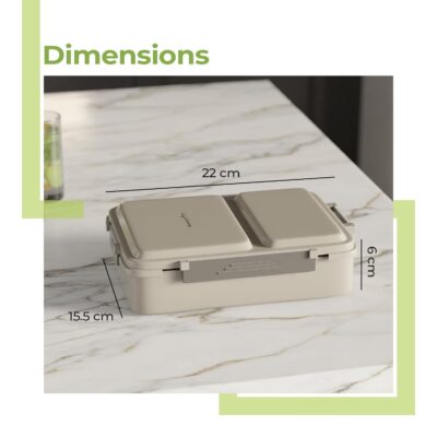 Lifelong 2-Compartment Stainless Steel Lunch Box | 700 ml | Leak-Proof, Insulated Tiffin Box for Office, School & Travel | BPA-Free, Rust-Resistant – Light Green