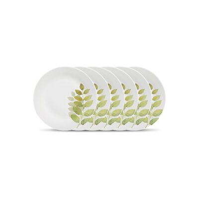 La Opala Diva Ivory Opal Glass Quarter Plates – Set of 6 | Autumn Shadow Design | Microwave Safe & Bone-Ash Free