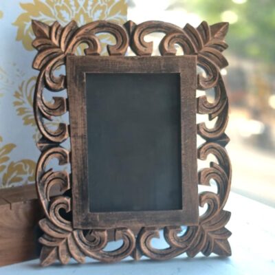 Kauthuk Handcrafted Wooden Carved Photo Frame – Copper Finish, Wall & Table Display, Ideal for Gifting