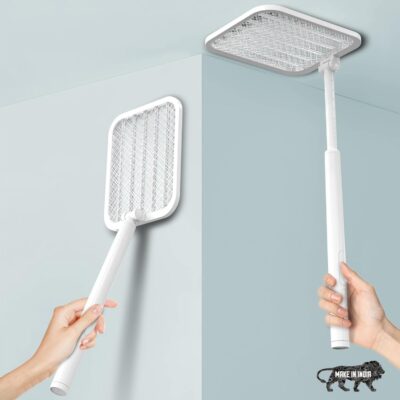 CostarMatter 2-in-1 Foldable UV Mosquito Killer Racket | Extendable up to 78cm | 1200mAh Battery | Auto & Manual Mode | Made in India (White)