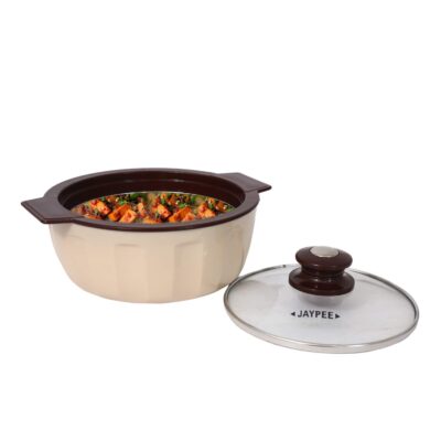 JAYPEE Glamerole Inner Stainless Steel Casserole (800 ml, S. Coffee) | PUF Insulated Hot Box with Toughened Glass Lid | Double-Walled Roti Box | Easy to Carry | Food-Grade & Elegant Design