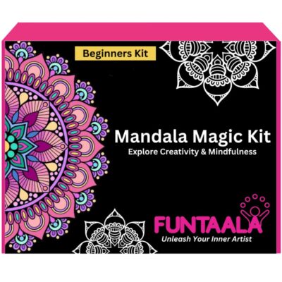 Funtaala Wooden Mandala Paint Kit Tea Coasters Art and Craft Kit | DIY Coaster Painting Set with Colors and Brush | Gift for Girls and Boys Ages 9-15 | Mandala Art Coasters