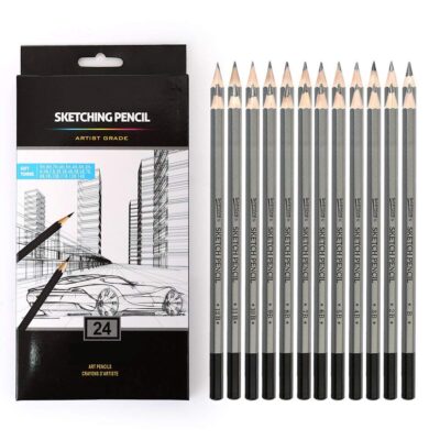 HIKIN SUPERMARKET™ 24 Drawing Pencils Set, Art Sketching Pencils 14B, 12B, 10B, 9B, 8B, 7B, 6B, 5B, 4B, 3B, 2B, B, Hb, F, H - 9H, Graphite Pencils For Adults and Kid Artists