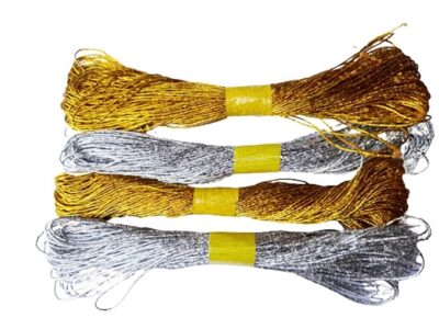 3A Feature tail Silver and Golden Natural Jute Thread for Arts and Crafts, Gifts, DIY, School Projects and Decoration (2pc Golden, 2pc Silver 10mtr Each)