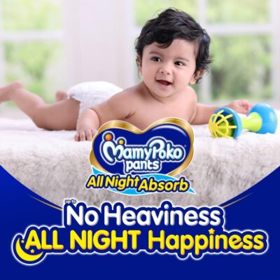 All Night Absorb| Pant Style Baby Diapers Small Size(S), 90 Count, Ideal for 4-8Kgs|+50% Wider and Repeated Absorption for All Night 12hr Protection from Leakage, Prevents Heaviness.