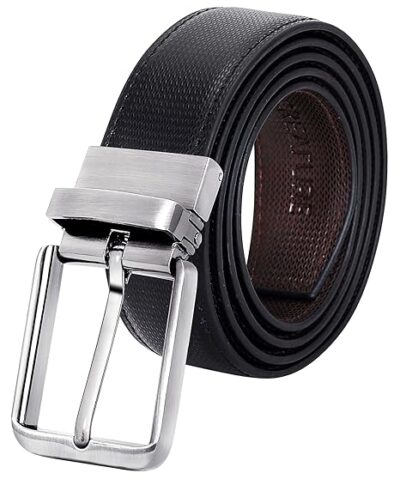 CREATURE Men's Reversible PU Leather Belt – Black & Brown, Formal/Casual