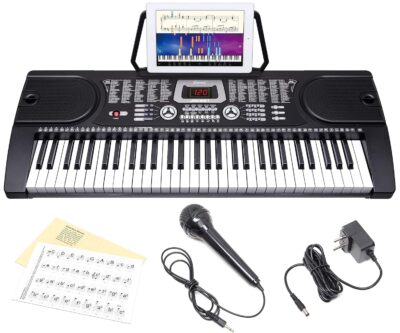 JUAREZ Octave JRK661 61-Key Electronic Keyboard Piano with LED Display | Adapter | Key Note Stickers | Mic |Music Sheet Stand | 255 Rhythms | 255 Timbres | 24 Demos | 8 Percussions
