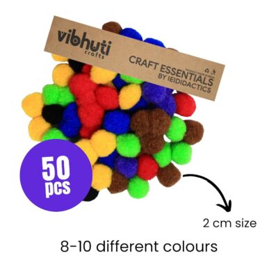 IEIDidactics Vibhuti Crafts Bundle (50 pcs of Pipe Cleaners, Pompom, Googly Eye)- Creative Supplies for DIY Projects and Art Activities