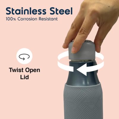 Headway by rabitat Burell Thermos Water Bottle Stellar Grey 750 ml | 2 Years Brand Warranty | Triple Layer Vacuum Insulated Flask | Upto 18 hrs Hot and Cold Steel Water Bottle | ISI Certified