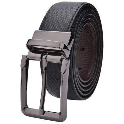 Labnoft Men's Reversible PU Leather Belt – Black & Brown, Adjustable
