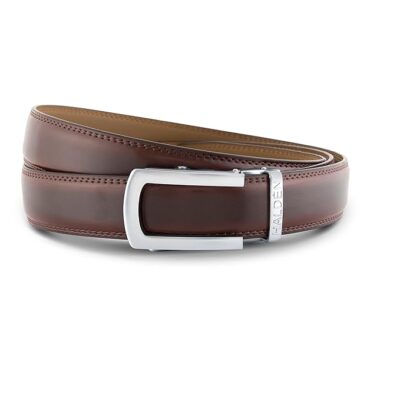 HALDEN BURLEY Genuine Leather Men’s Belt | Magnetic Auto-Lock Buckle, Adjustable up to 44” Waist, No-Hole Ratchet Strap