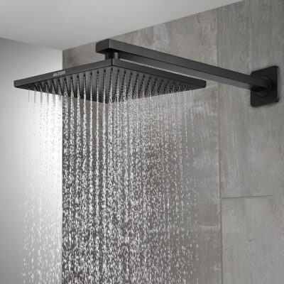 ALTON SHR20815 SS-304 Grade, 8x8 Square Over Head Shower With 18-INCH Arm and Wall Flange (Matte Black)