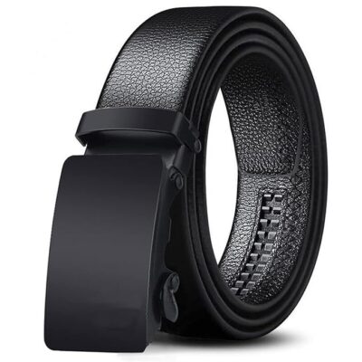 ZORO Men's Vegan Leather Auto-Lock Belt – Black, Formal & Casual