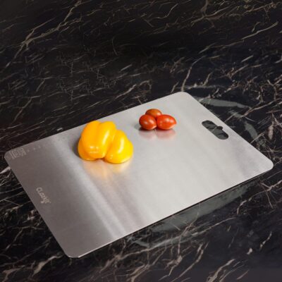 Clazkit Large Stainless Steel Chopping & Cutting Board – Heavy-Duty, Rust-Proof Kitchen Board for Vegetables, Fruits, Bread & Meat – Durable, Safe & Dishwasher Safe (360 x 250 x 1mm, Silver)
