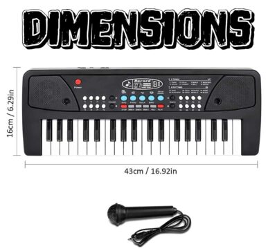 VGRASSP Digital Music Piano Keyboard for Kids with Microphone Portable Electronic Keyboards for Beginners Musical Toy Pianos for Girls Boys Ages 3-8 (BF430A1 37 Keys)