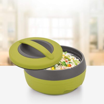 Asian Cosmos Inner Stainless Steel Casserole (1500 ml, Green) | PU Insulated Hot Pot | BPA-Free & Odour-Proof | Food-Grade | Easy to Carry & Store | Ideal for Roti, Chapati & Curry
