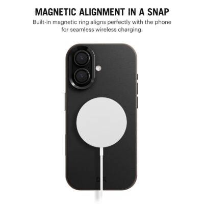 DailyObjects Leatherite MagSafe Case for iPhone 17 (Black-Beige)
