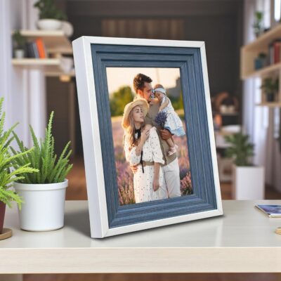 Art Street Premium 3D Wooden Table Photo Frame – 5x7 Inch, Blue & White
