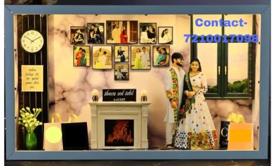 3D Anniversary Photo Frame with LED Lights & Brick Wall Background – Decorative Wooden Shadow Box