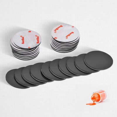 VilAmbu 2 Inch 3 mm Thick 10 PCS Self Adhesive Round Magnetic Circles Flexible Rubber Home Improvement DIY Art Craft Magnets, Fridge Photos, Whiteboard Notice Boards, Office Decorative Display (50 mm)