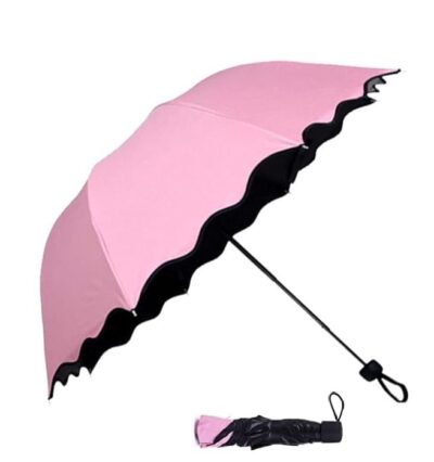 3-Fold Magic Umbrella with Anti-UV Coating & Blooming Flower Design