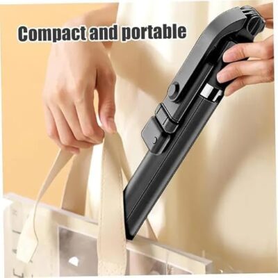 BZE Selfie Stick Tripod Stand, 3 in 1 Multifunctional Design, Rechargable LED Light with Two Brighness Levels for Make up, Selfie & Photo Shoot, Selfie Stick with Bluetooth Remote (170cm with Light)