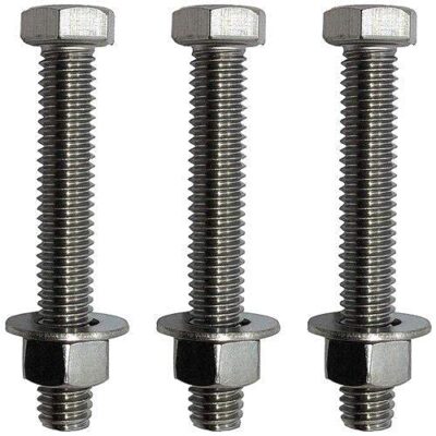 Calibre Engineering SS304 Hex Head Bolts with Double Nuts & Washers (M12 x 100mm, Pack of 5)